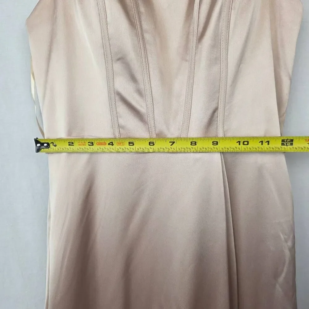 Revelry Satin Champagne Maxi Dress Slit Size 4